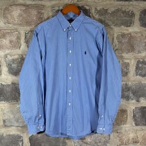 Ralph Lauren Mens Striped Button Down Long Sleeve Classic Fit Dress Shirt Career
